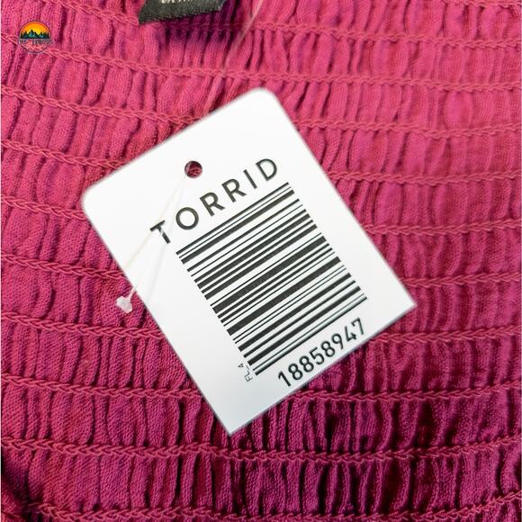 NWT Torrid Babydoll Blouse Top Pink Crinkle Gauze Boho Women's Plus Size 2 18/20 - Picture 6 of 8